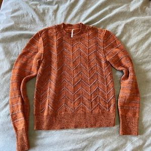 Free people gently used sweater - burnt orange with light blue chevron stripes